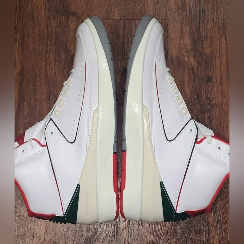 Jordan Men’s White Red Green Leather Sneakers